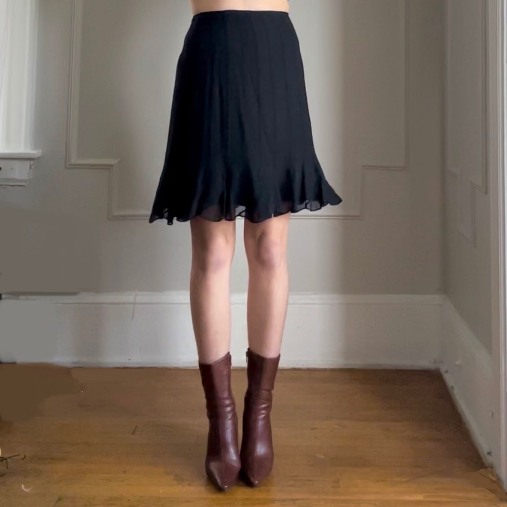 ❗️SOLD❗️ Vintage 2-Layered, Pleated, Fringed, Whimsical Black Skirt